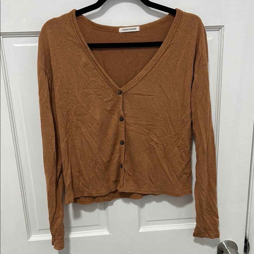 Women's Brown Button-Up Cardigan